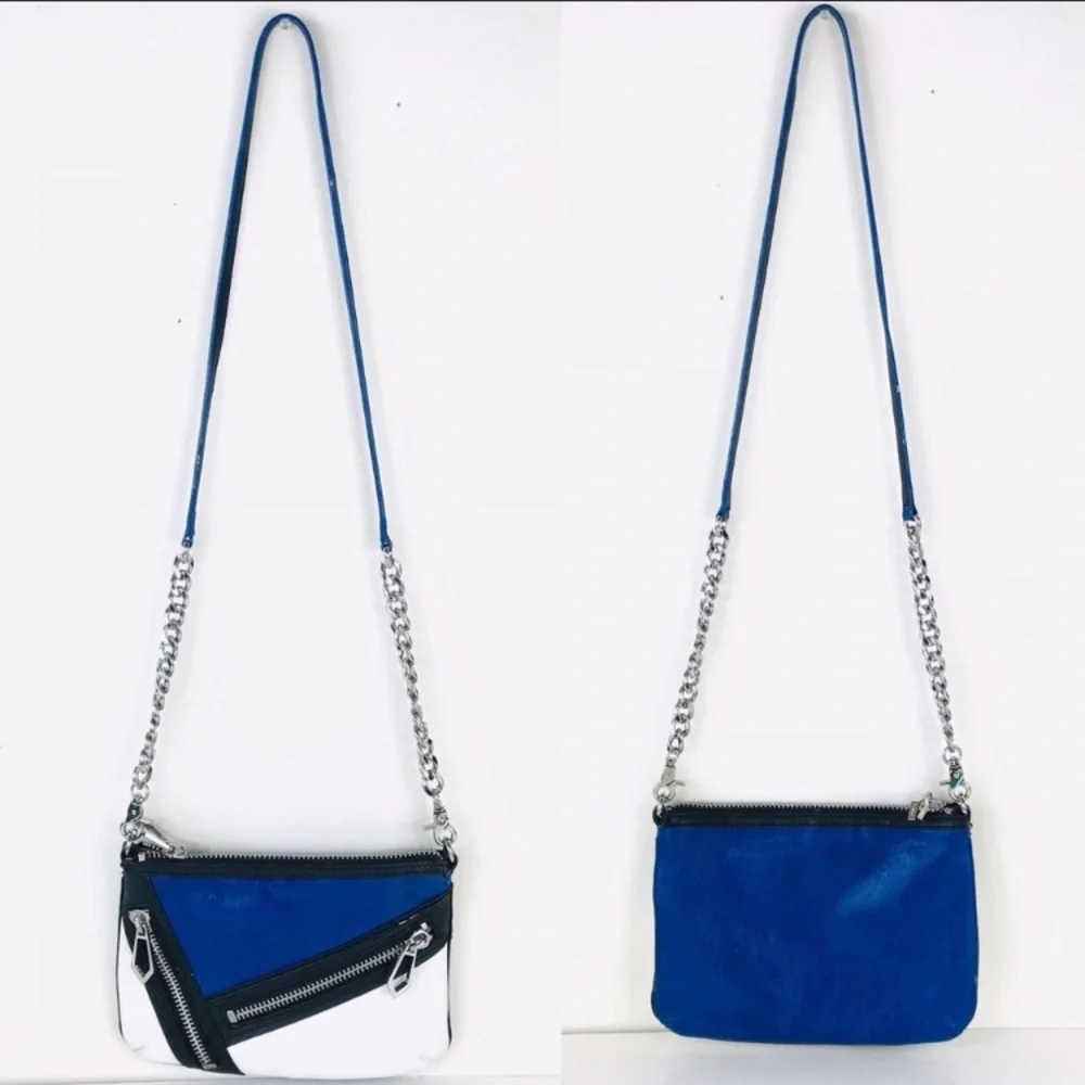 Botkier Cruz Leather Colorblock Crossbody Bag Blue White Black